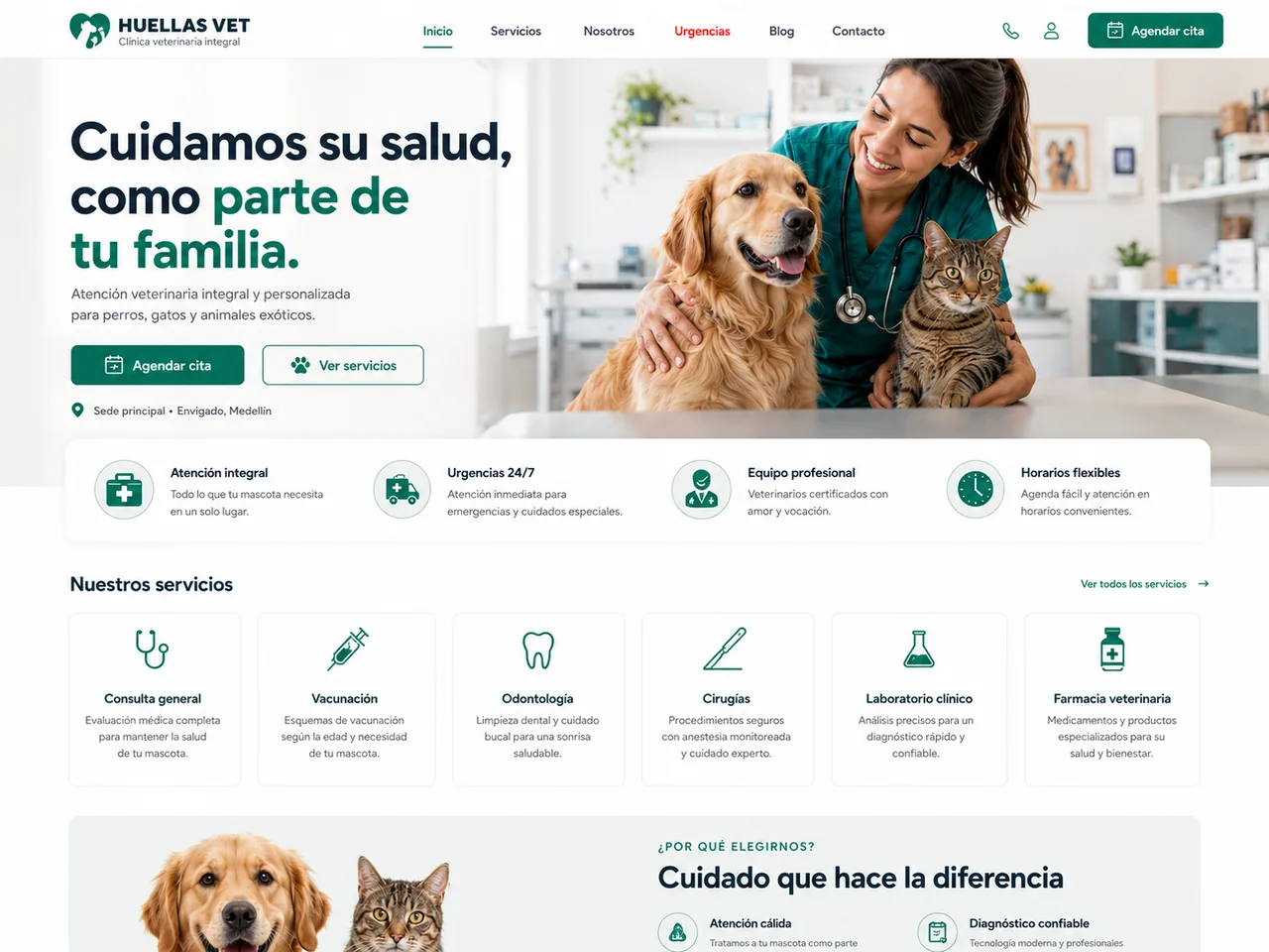 Página de captación para veterinarias