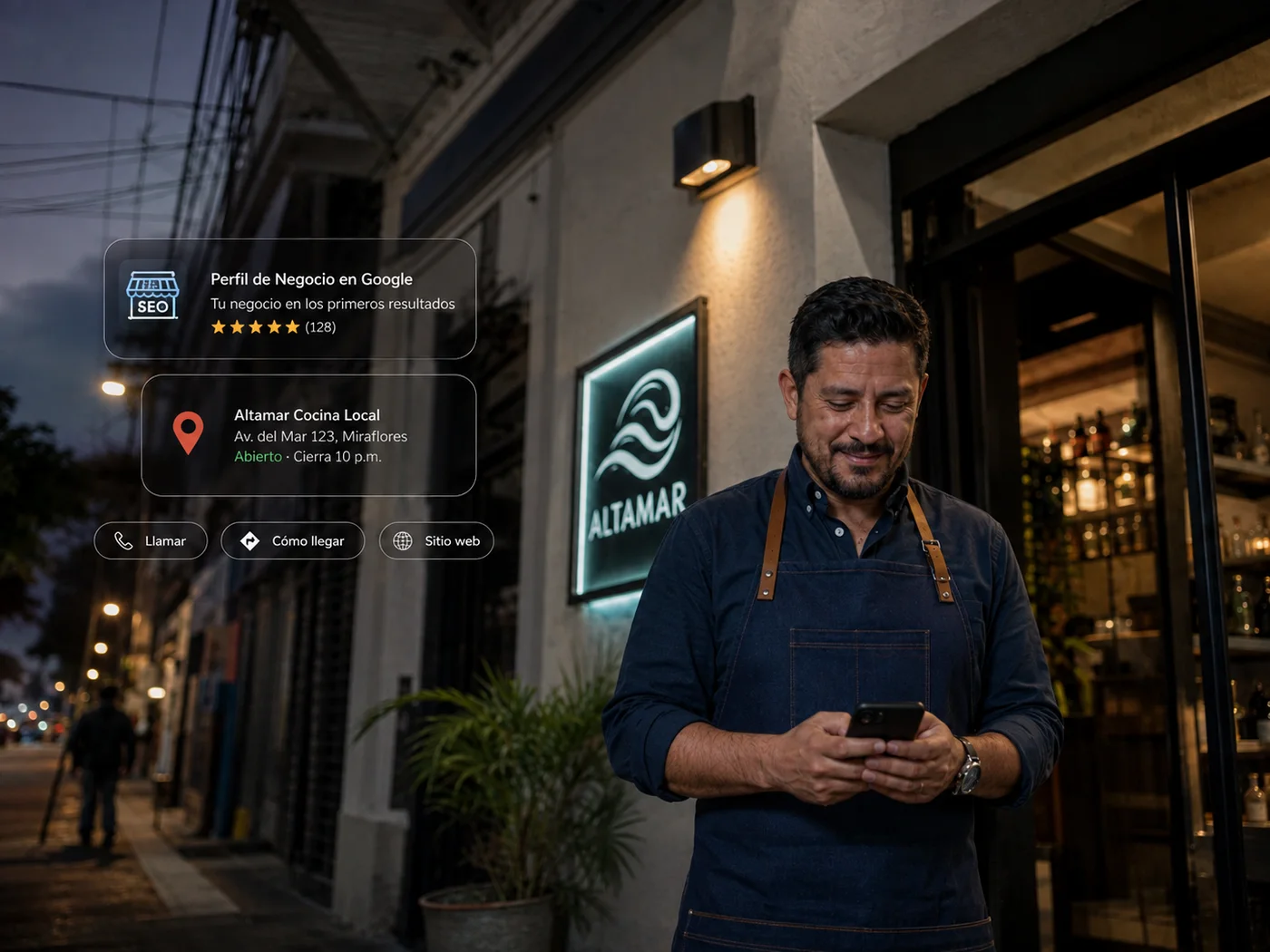 Negocio local con presencia digital y ubicación